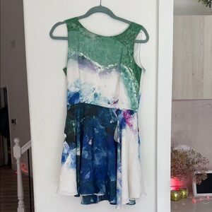 Samantha Pleet Watercolor Dress in Green and White